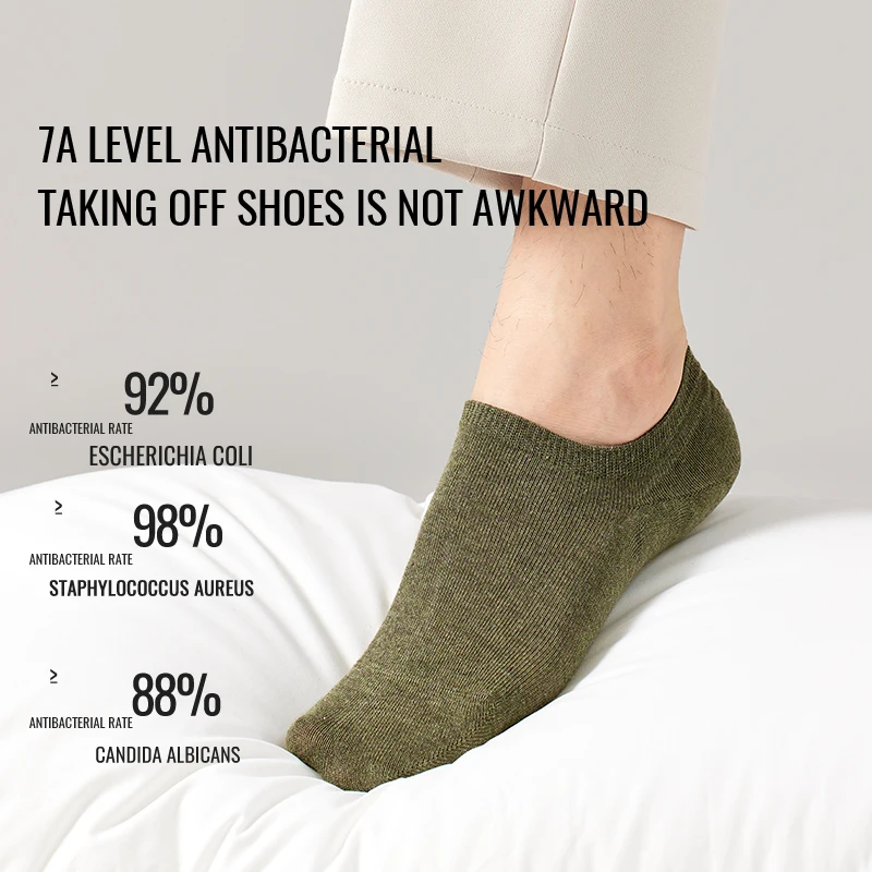 MiiOW Pure Cotton Invisible Sock Men's Summer Breathable Mesh No Show Sock Antibacterial Deodorant Non-slip Low Cut Socks Dress view 2