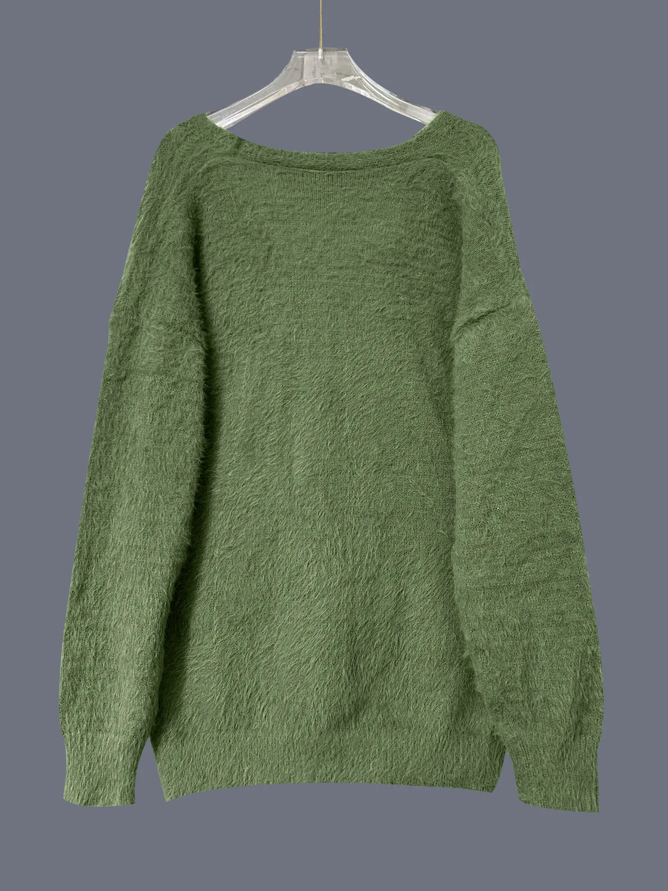 

2025 Autumn and Winter New Knitted Cardigan Loose Lazy Style Sweater Green Fur Coat Top for Women