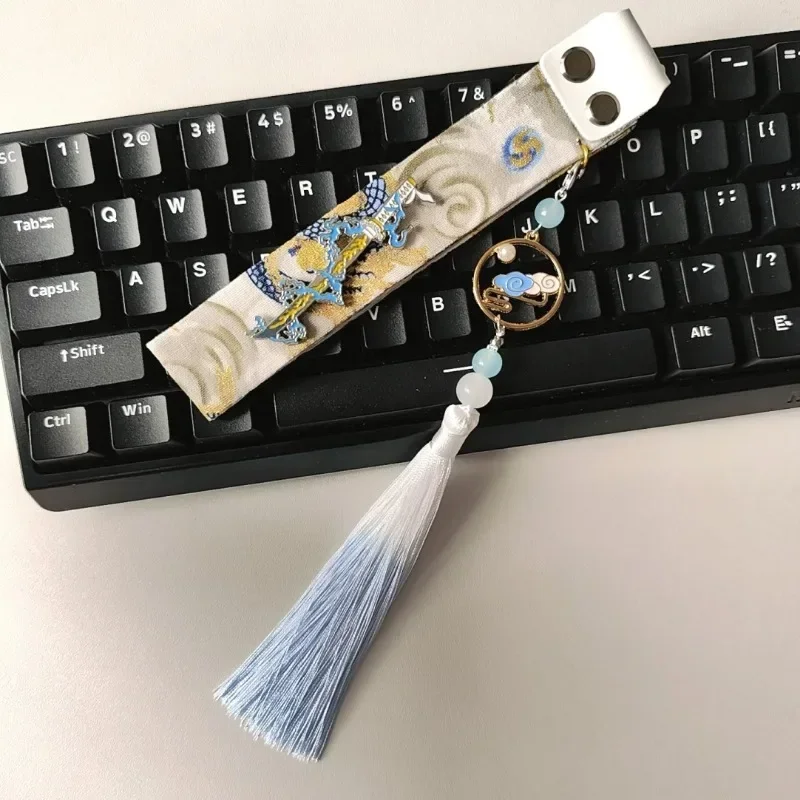 

Лента для клавиатуры «Развие» в китайском стиле, черная вилка Y2K, лента для клавиатуры «сделай сам», ручная работа, украшение для лезвия убийцы демонов, лента