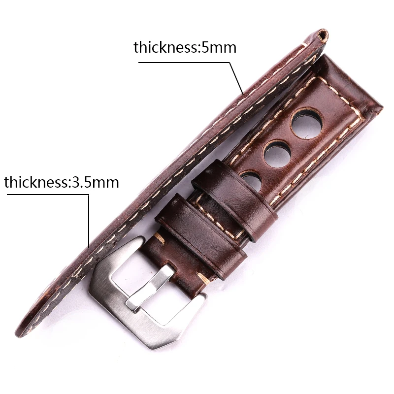 Vintage Cowhide Genuine Leather Watch Strap 20mm 22mm 24mm Fashion Pin Buckle Band Unisex Watchband