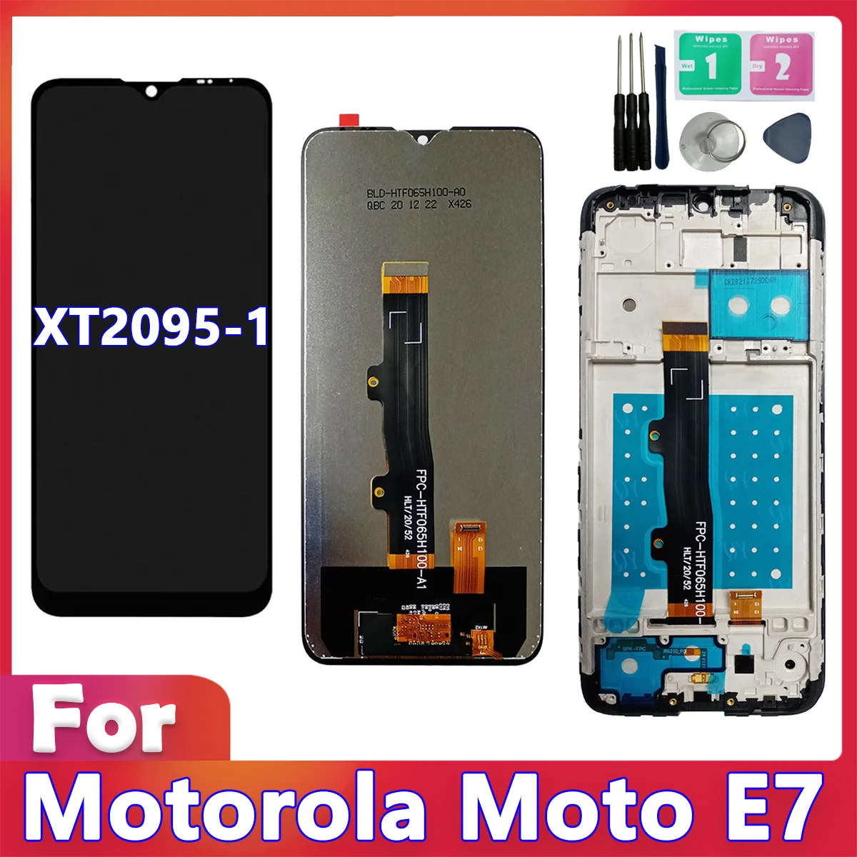 For Motorola Moto E7 LCD Display Touch Screen With Frame For Moto E7 XT2095-1 LCD Assembly Digitizer Replacement