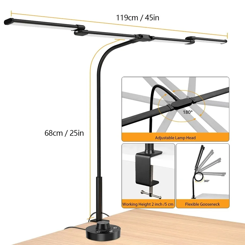 4‑Fold Clip‑on Eye‑Care Flashlight Rechargeable LED Study Work Torch Desk Lamp for Computer Desktop Reading Lighting