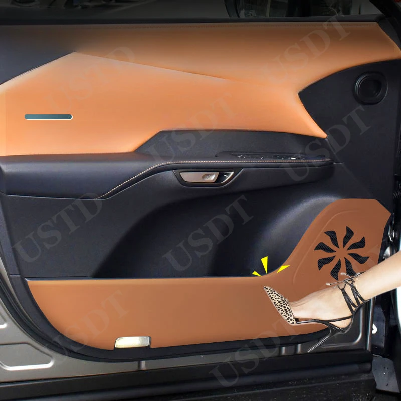 

4PCS Fit for Lexus RX RX500 350h 2025 Leather Carbon Fiber Sticker Door Anti Kick Cover Door Sill Protection Mat