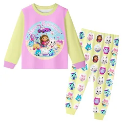 2024 Cotton Gabbys Cats Pajamas Toddler Clothing Cute Gabby's Dollhouse Sets Toddler Clothing Top+Pant Sets Baby Clothes 2-10Yrs