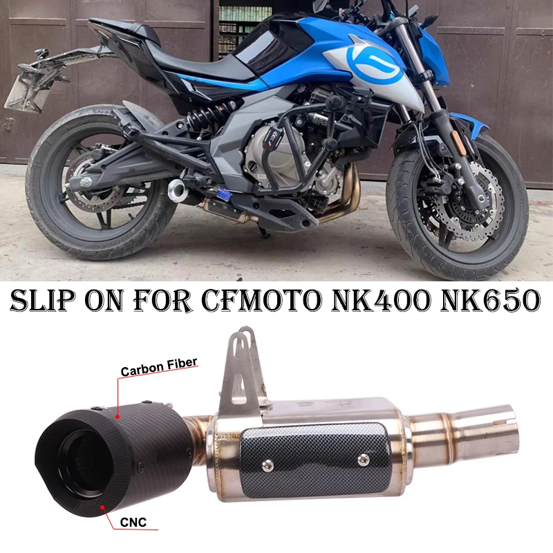 

For CFMOTO NK400 NK650 NK 400 650 Motorcycle Exhaust Escape System Modify Eliminator Enhanced Mid Link Pipe Carbon Fiber Muffler
