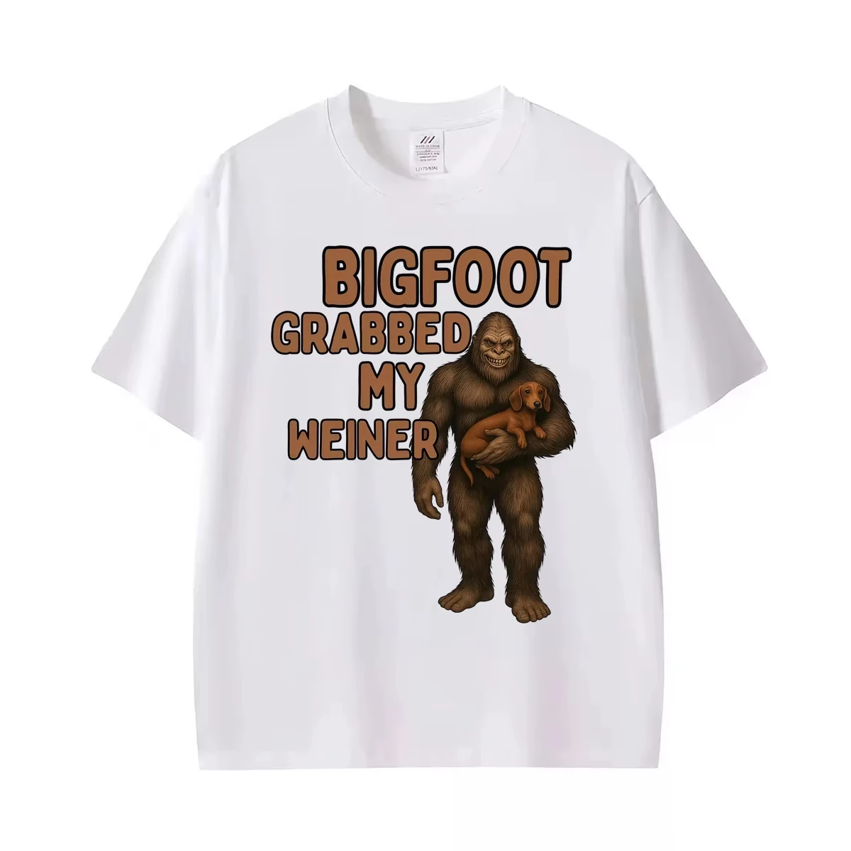 Funny Bigfoot Grabbed My Weiner Meme T-Shirt Men Women Fashion Dark Humor Short Sleeve T Shirts Summer Tops 100% Cotton T-shirts