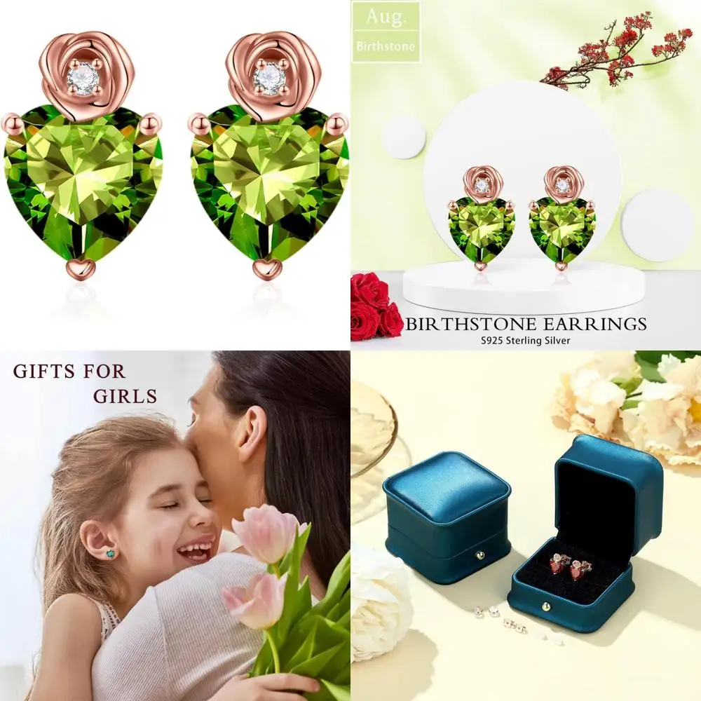

Sterling Silver Heart Birthstone Earrings for Women - Perfect Anniversary and Birthday Gift Ideas