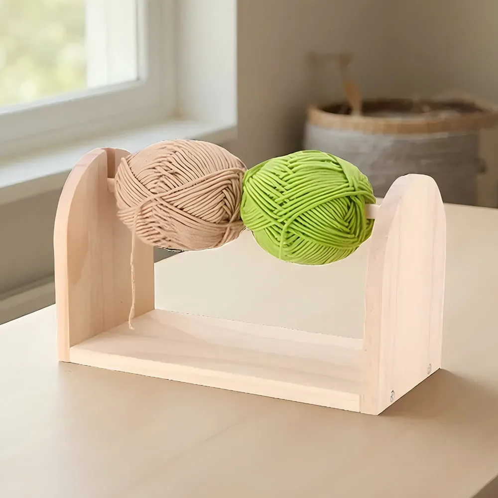 1 Stück Holz-Garnhalter Drehbarer Garnhalter Horizontaler Garnknäuelhalter oder -spender DIY Bastelbedarf für Häkeln und Stricken