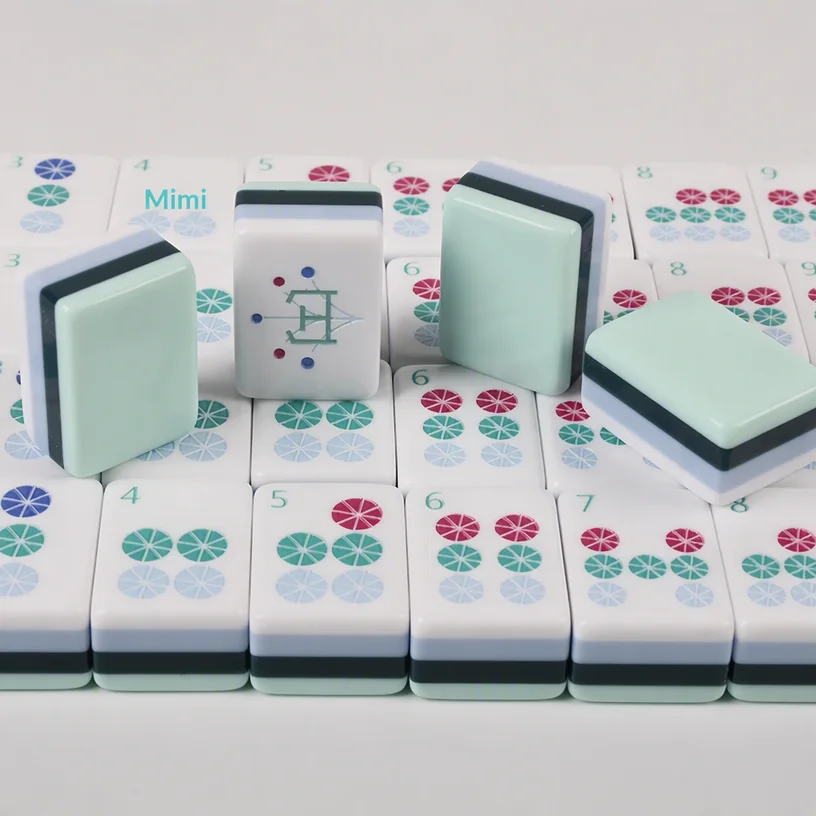 Cyan Acrylic American Mahjong Set, High-grade Crystal Tiles, Home Entertainment, Leisure Game, Chinese Made