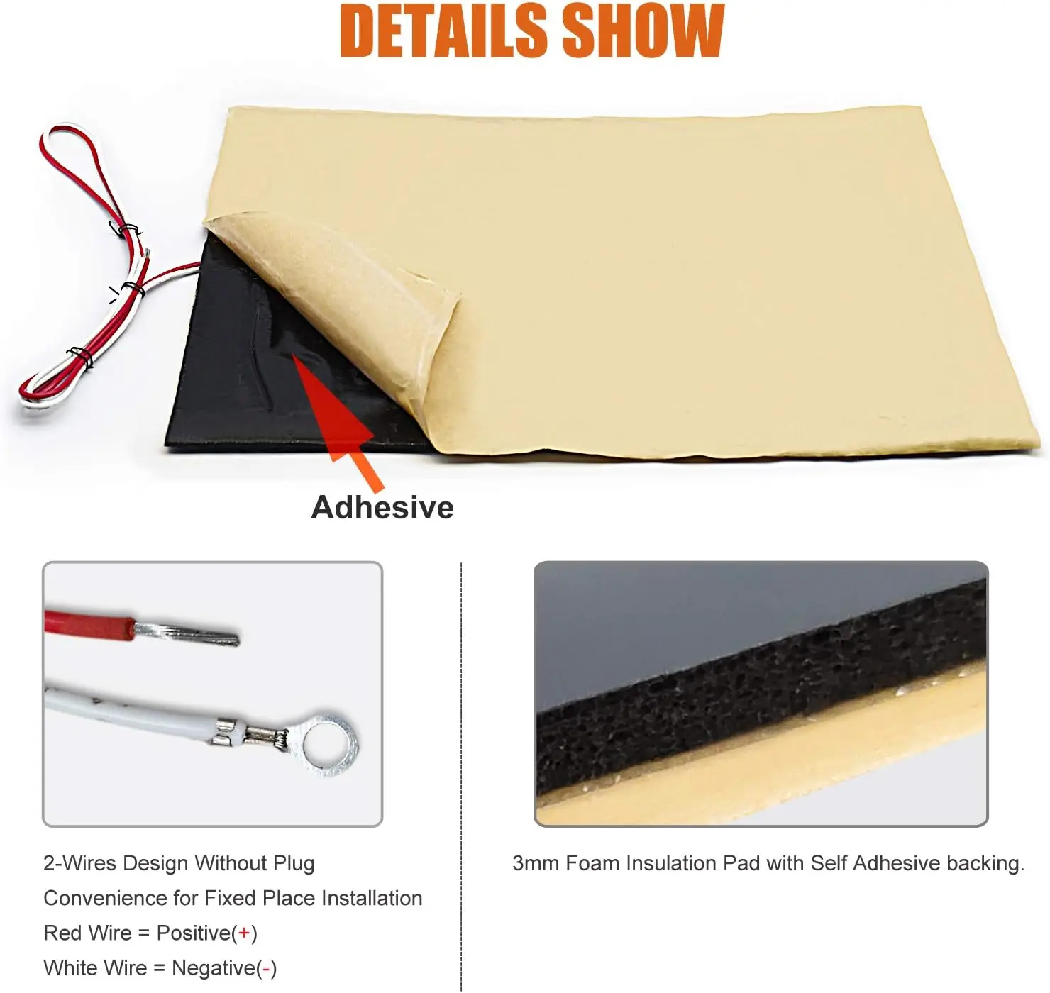 

2Pcs 12V 65W RV Water Tank Heating Pad Foam Insulated Heater Pad For Camper Trailer