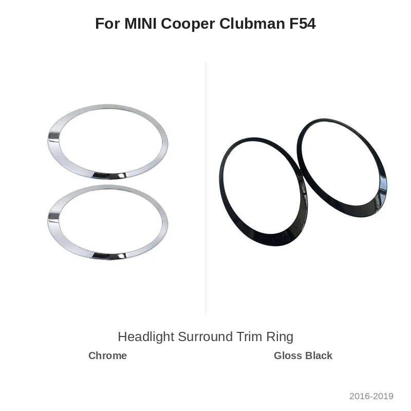 Headlight Trim Ring Surround Cover for MINI Cooper Clubman F54 S JCW 2016 2017 2018 2019 Chrome Gloss Black Bezel 51137351371