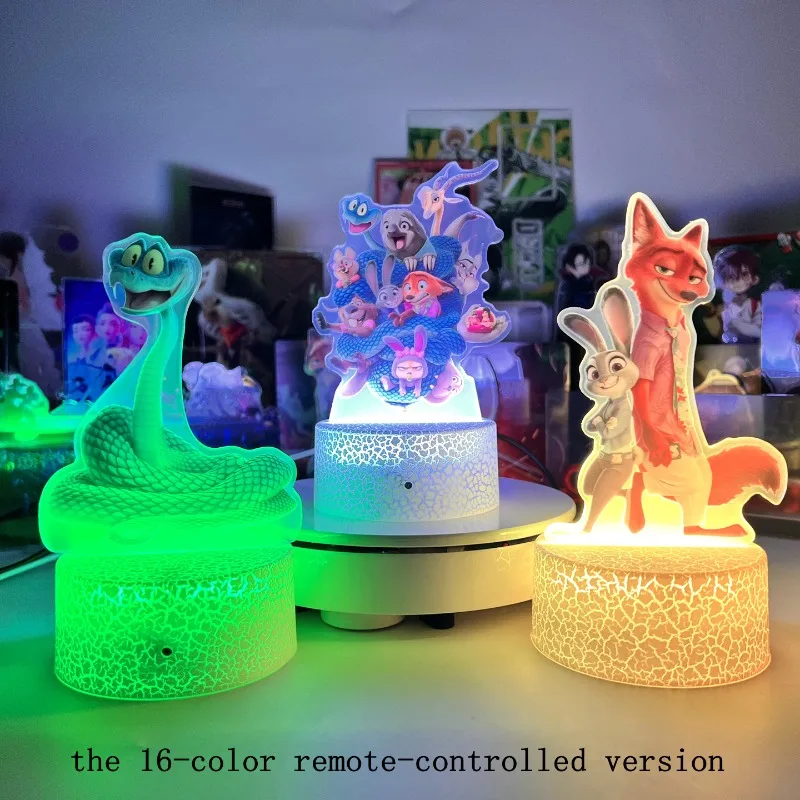 

Disney Zootopia Lamp Acrylic USB Remote Control LED Night Lights Judy Nick Cartoon Home Bedroom Decoration Kid Toy Birthday Gift