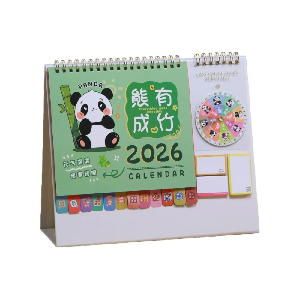 Chinese New Year Style 2026 Desk Calendar Month Date Display with Notes Horse Year Calendar Cartoon Pony Coil Binding