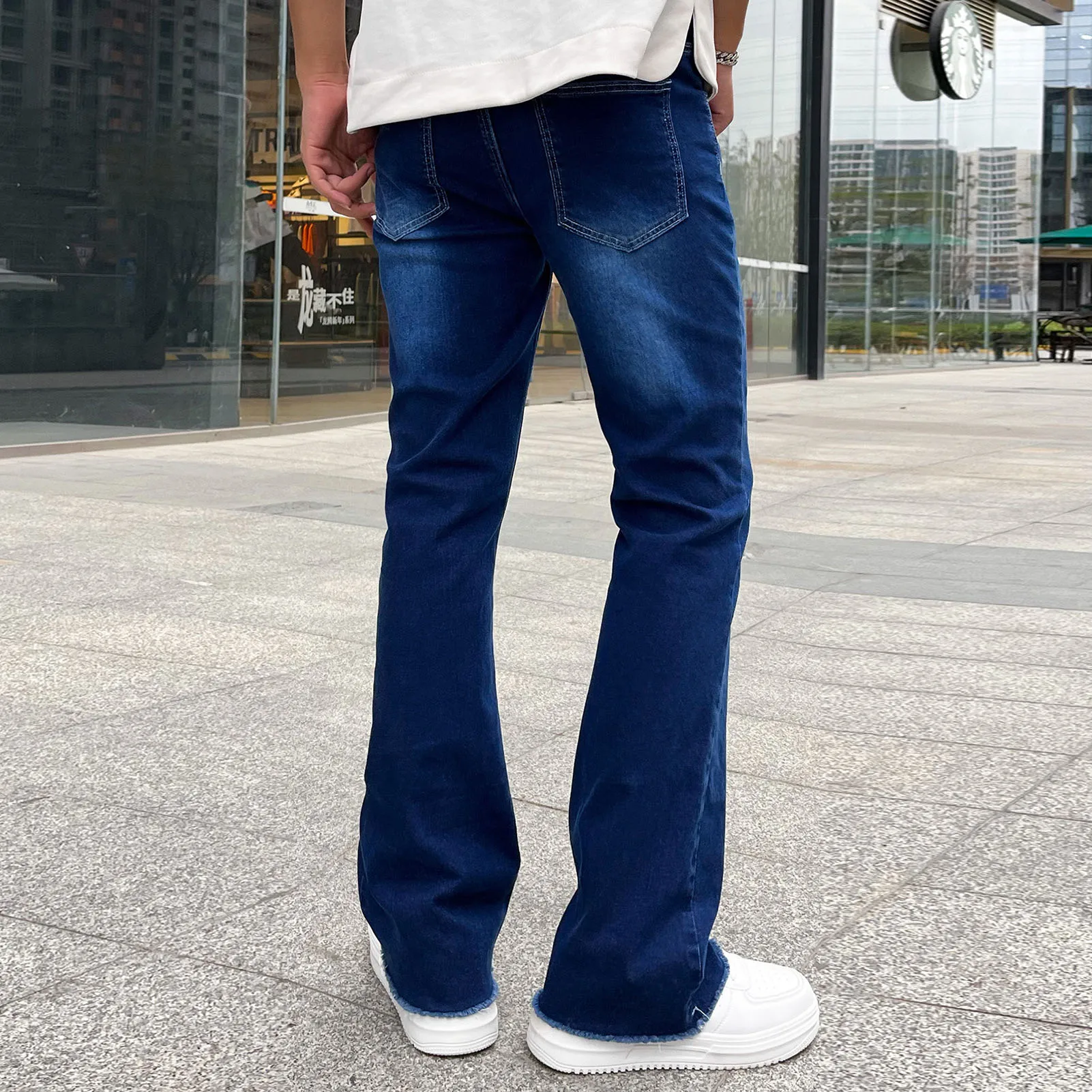 Spodnie Cargo z szerokimi nogawkami 2023. Streetwear Baggy Men Jeans Spring Autumn Men Korean Fashion Loose Straight Male Brand Clothing Black — zdjęcie 5