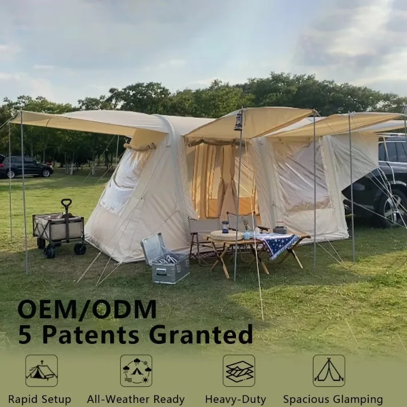 Spacious Shelter Premium Bulk Supply Glamping Inflatable Car Awning Tent with Mesh Windows CE Certified for European Market