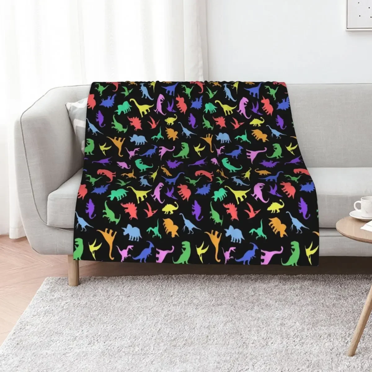 

Fun Dinosaur Pattern (Black Background) Throw Blanket cosplay anime blankets ands Loose heavy to sleep Blankets