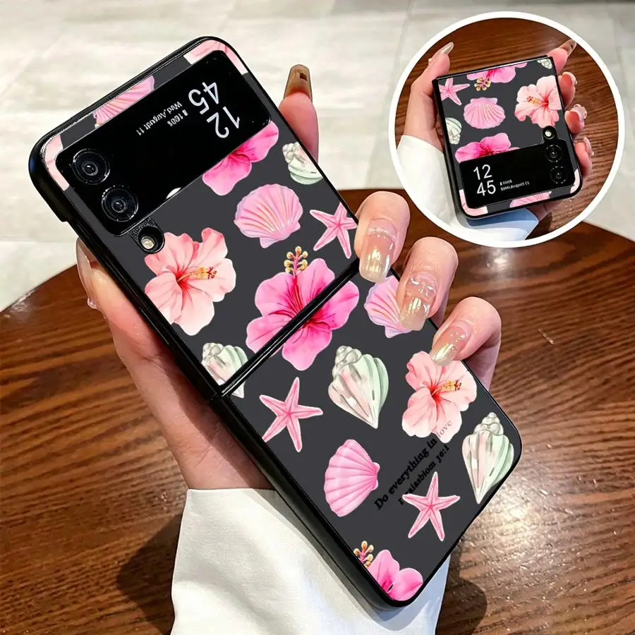 Tropical Flower Shell Case for Samsung Galaxy Z Flip 8 Z Fold 8 7 6 5 4 3 Flip3 Z Flip 7 6 5 4 3 Flip7 FE Flip4 Flip6 Flip5 Back