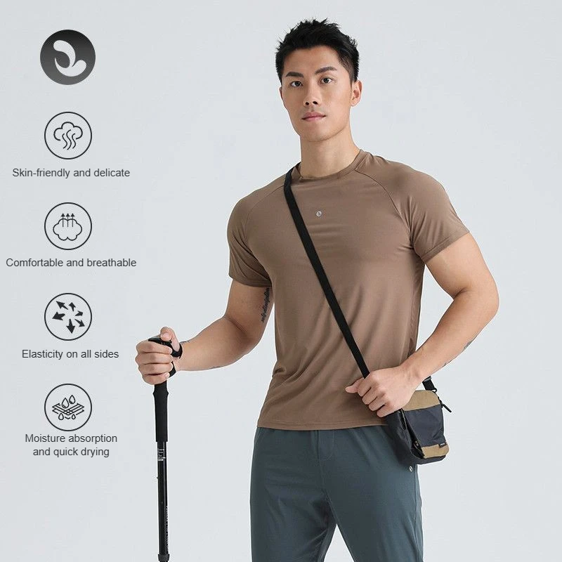 

Мужская быстросохнущая спортивная футболка с короткими рукавами: На весну/лето, бег, пеший туризм, фитнес