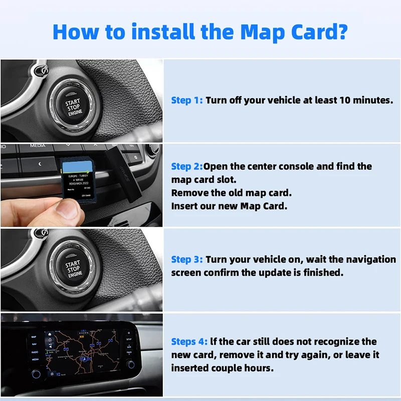 MCA 2022 بطاقة SD للملاحة Sat Nav خرائط الاتحاد الأوروبي لسيارة Ford Mondeo Kuga Focus C-Max S-Max (2010-2014) مع ملصقات مضادة للضباب
