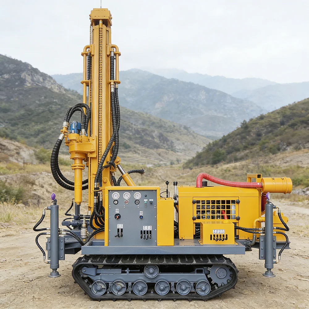 Small Crawler Pneumatic Water Well Drill Rig Portable Air Driven DTH Hammer for Farm Use