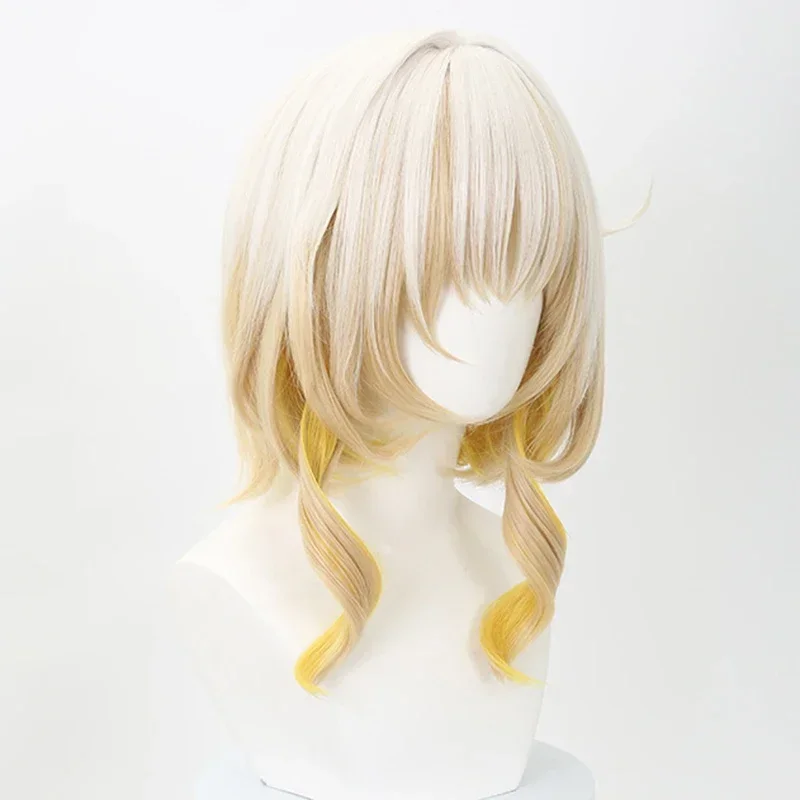 New Game Honkai: Star Rail Aglaea Cosplay Wig Girl Yellow Gradient Curly Hair Hair Heat Resistant Synthetic Wigs Halloween Prop