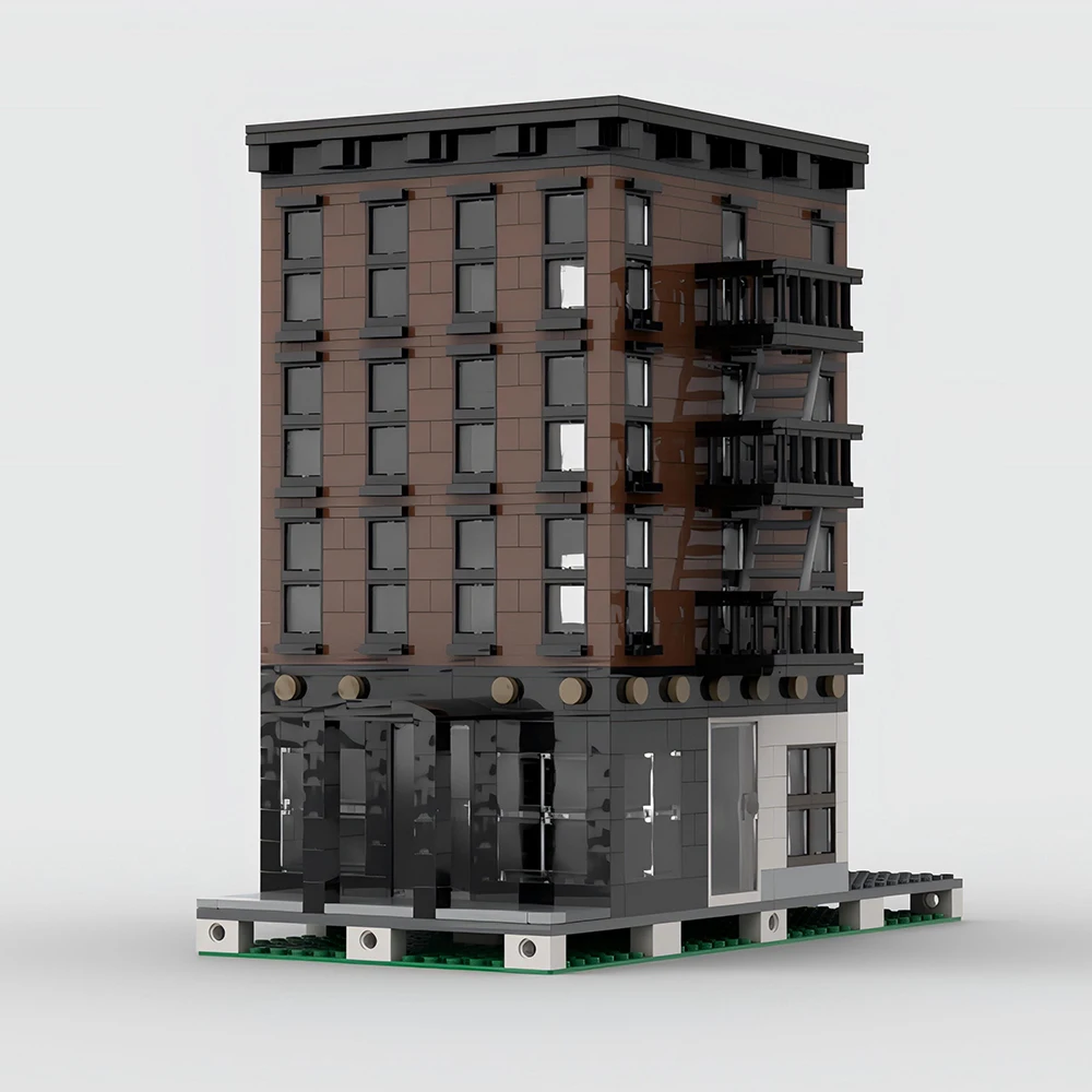 Street View Model MOC Building Bricks New York Apartment House Modular Technology Gifts Holiday Assemble Children Toys Suit