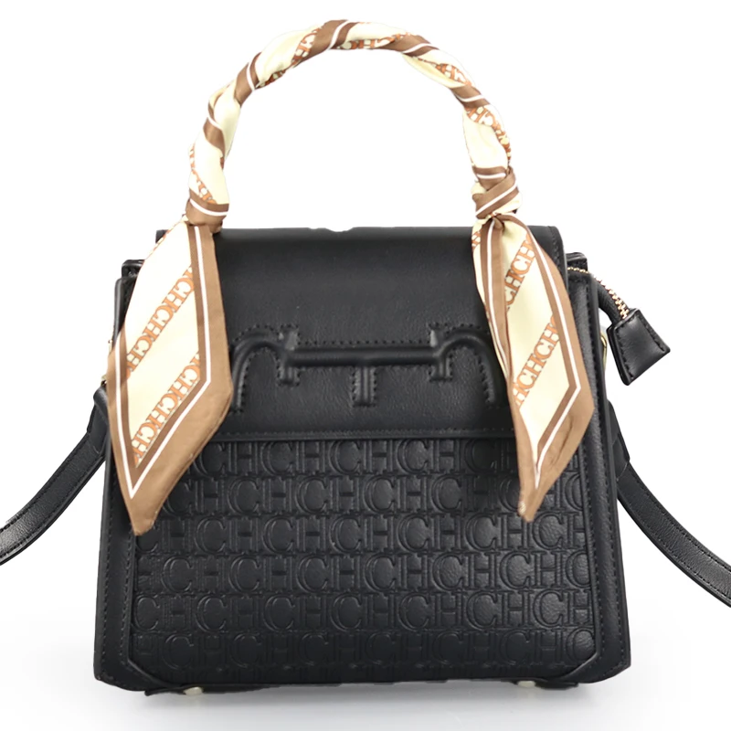 

CH New Women Retro Horsebit Handbag Scarf Handle Monogram PU Leather Crossbody Bag Trendy Elegant 2-in-1 Handheld Shoulder Bag