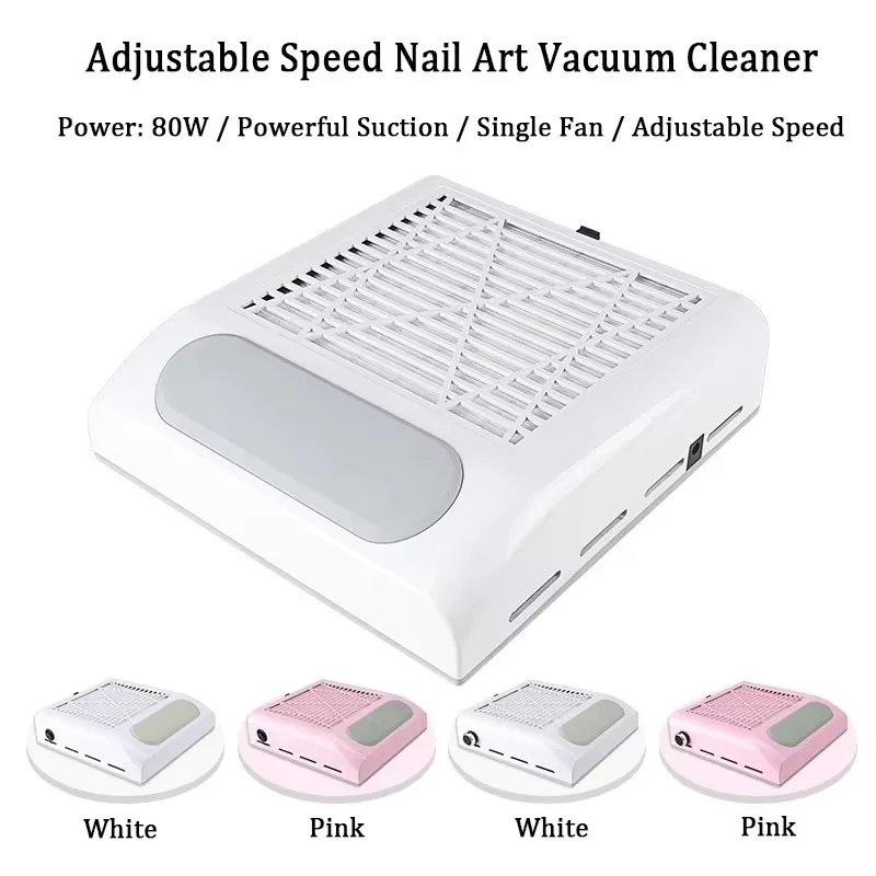 100-240V Voltage Adjustable Desktop 80W Hand Pad Desktop Nail Dust Extractor with Filter Screen