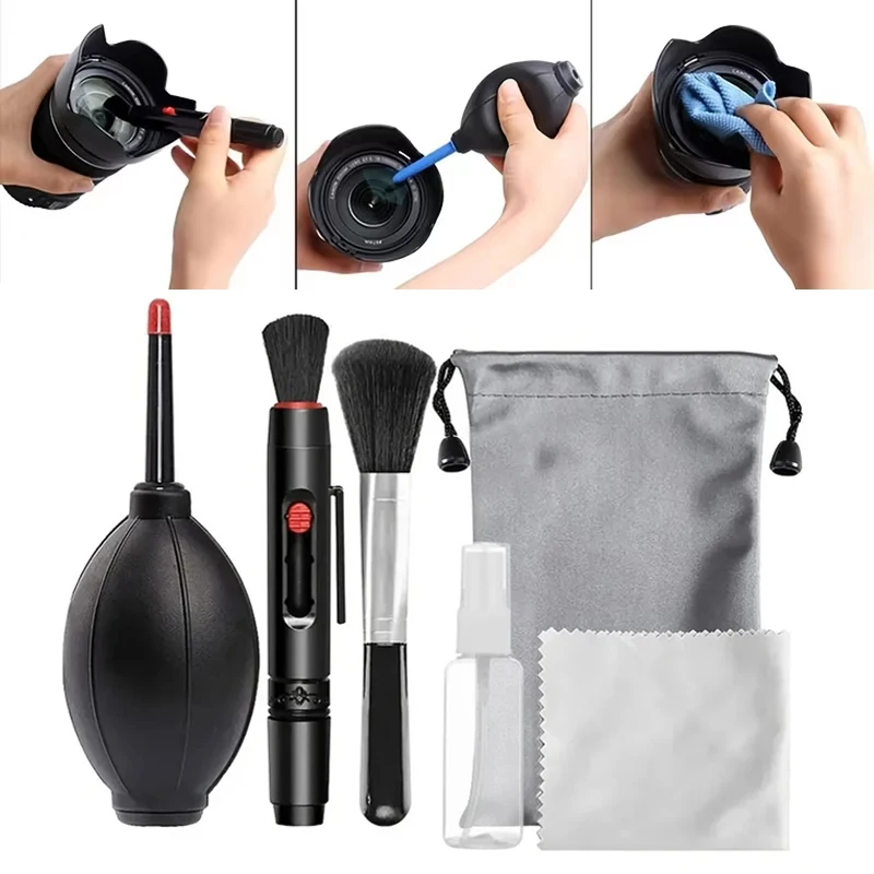 Digitales Spiegellose-Kamera-Reinigungsset Professioneller DSLR-Objektiv-Reinigungsstift mit Kohlenstoffspitze Luftstaubbläser Faserstoff-Reinigungsset