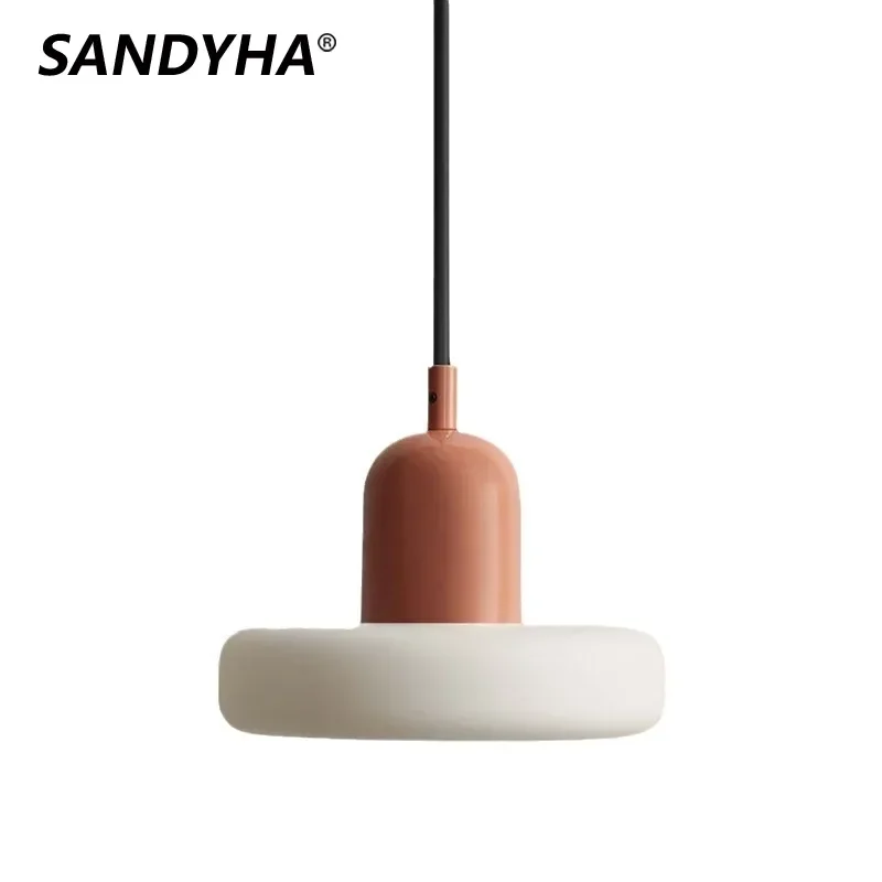 

SANDYHA Cream Glass Chandelier for Bedside Bar Dining Room LED Pendant Lamps Corridor Home Decor Lighting Suspension Luminaire