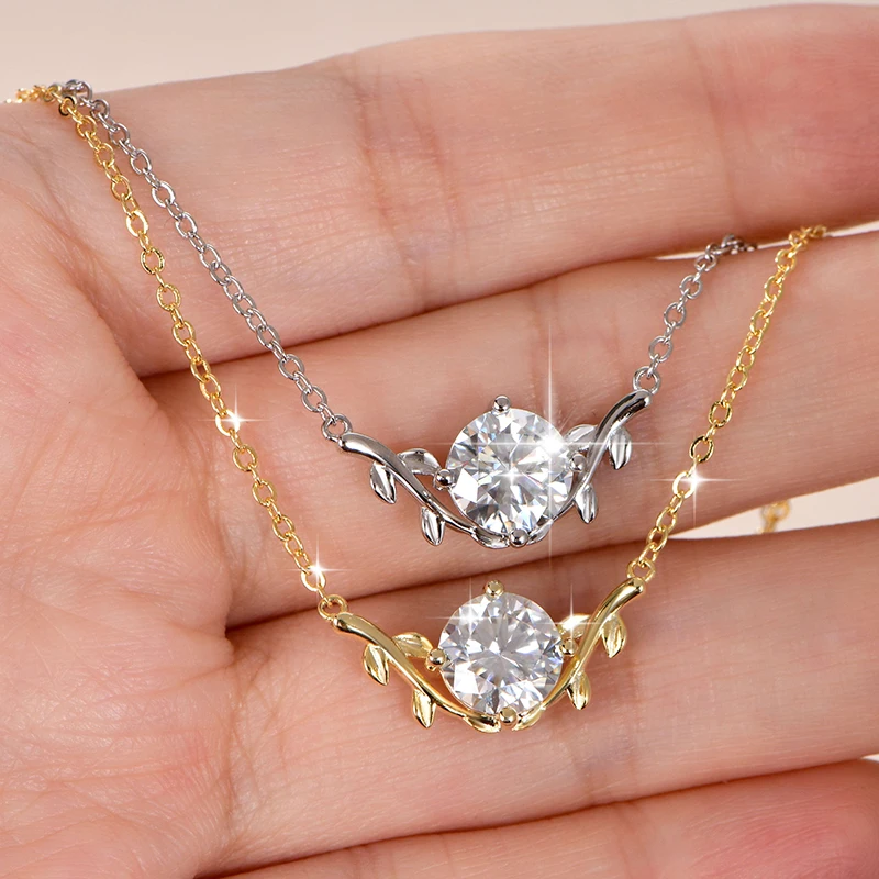 IOGOU 14k Goldfilled 2ct 8mm D-Farbiger Moissanit Ranken-Anhänger Halskette für Damen Hochzeit Verlobung Feiner Schmuck Geschenk Zertifiziert – Detail 6
