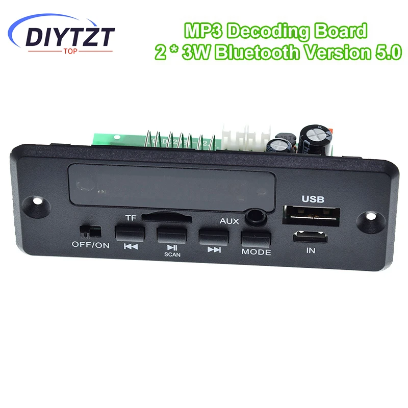 DIYTZT Bluetooth 5.0 Lettore MP3 Scheda di Decodifica 5V-32V 6W Amplificatore Auto Modulo Radio FM Supporto FM TF USB AUX Registratori