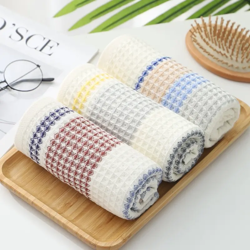 Waffle Gauze Towel Pure Cotton Small Square Towel Soft and Absorbent Square Adult Facial Wash Children\'s Small Towel