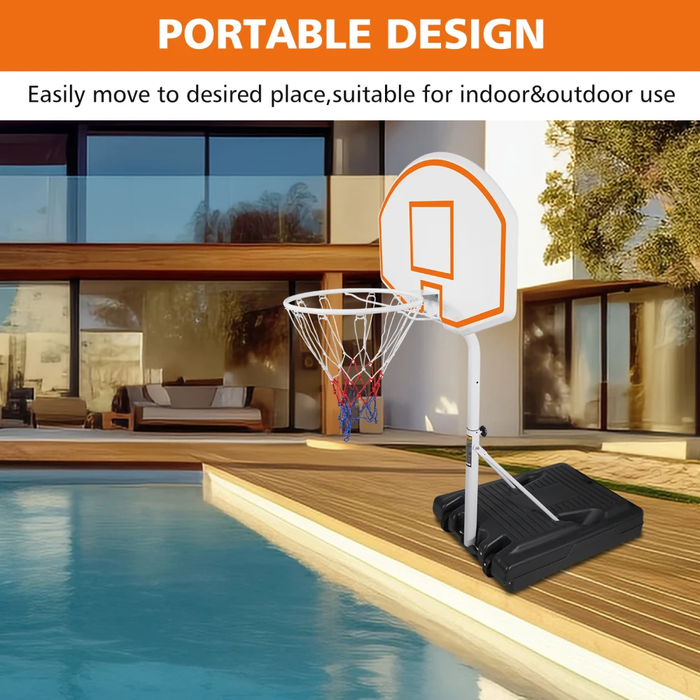 Poolside Basketball Hoop Portable Swimming Pool Basketball System Height Adjustable 3.1ft-4.7ft with 36" Backboard for Indoor