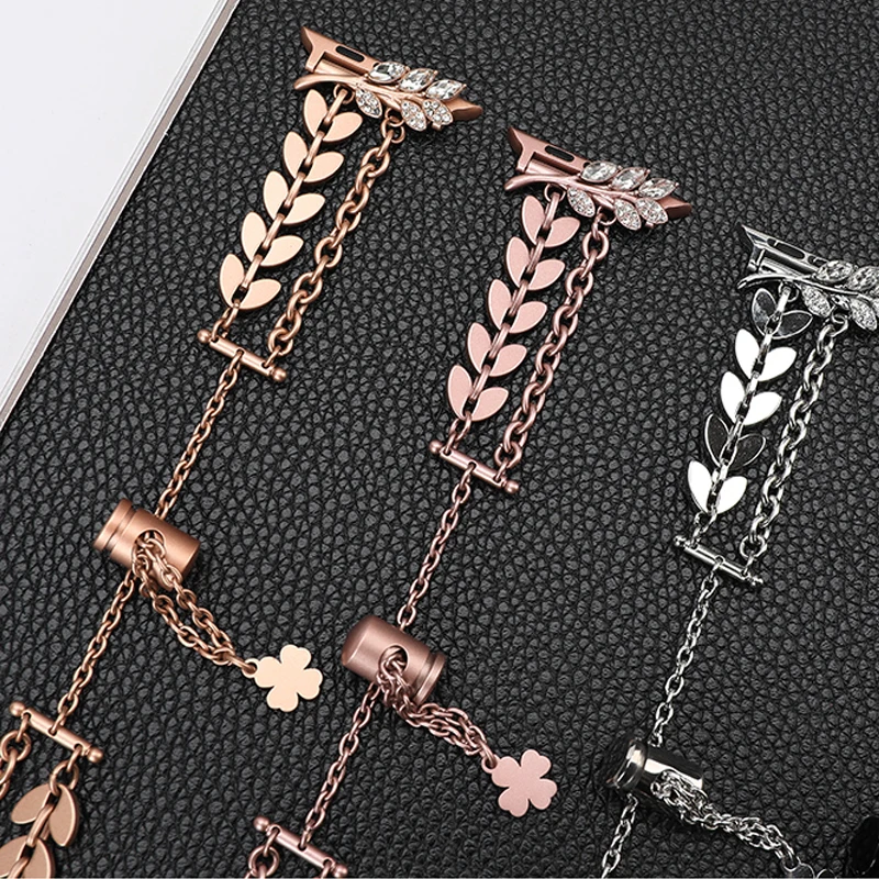 Chain Bracelet Compatible for Apple Watch Band 41mm 38mm 40mm, Women Fashion Slim Jewelry Dressy Apple Watch Band Series 8 7 SE