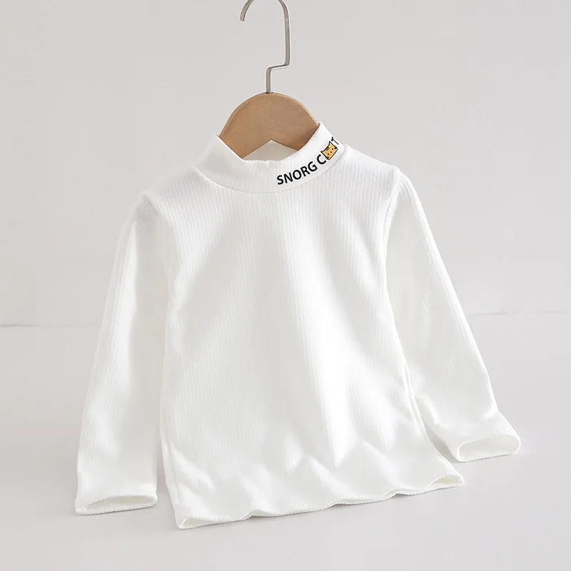 Multi Color Fleece Cute Base Kids Undershirt for Girls Boys Children Warm Soft High Collar Kids Girls Bottoming Shirt 3-10Y