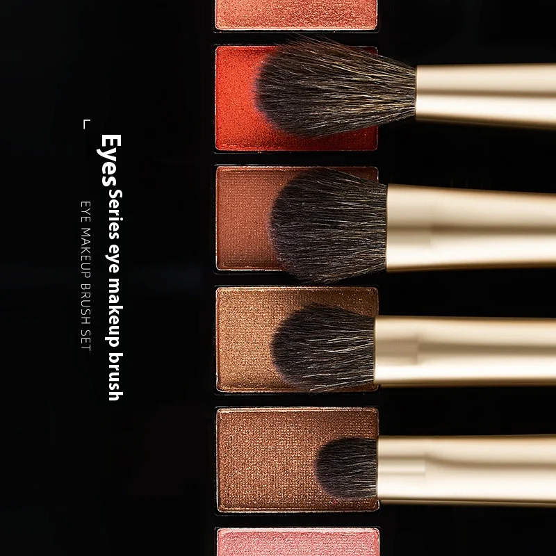 4pcs Goat Hair Basic Eyeshadow Makeup Brushes Small Medium Large Eye Blending Shadow Make up Brush Animal Hair