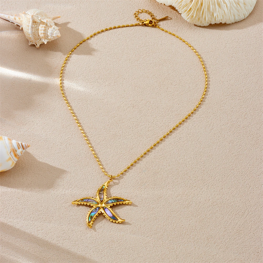 316 Edelstahl Sommer Bunte Große Seestern Blume Anhänger Halskette Dame Neue Mode Hals Kette Schmuck Party Geschenk