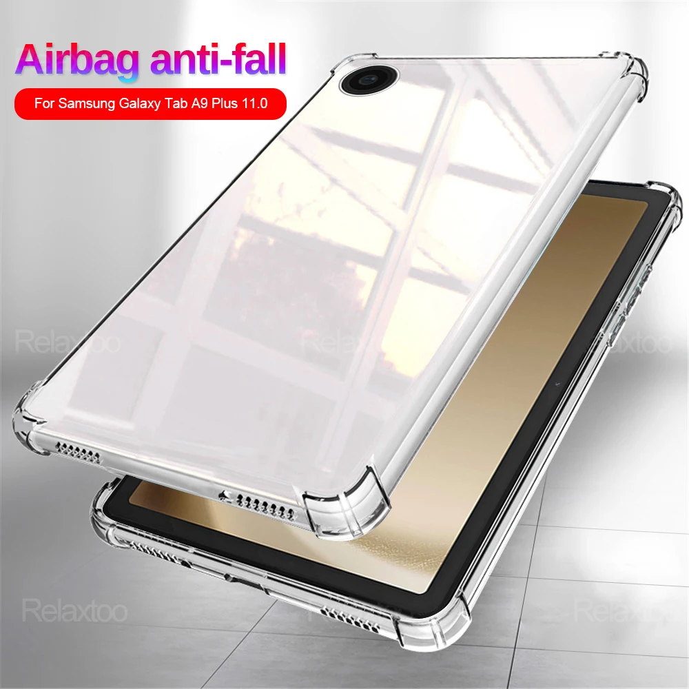 For Samsung Galaxy Tab A9 Plus Case Transparent Airbags TPU Soft Cover Samung Sumsung TabA9 A9+ A 9 Plus A9Plus Shockproof Coque