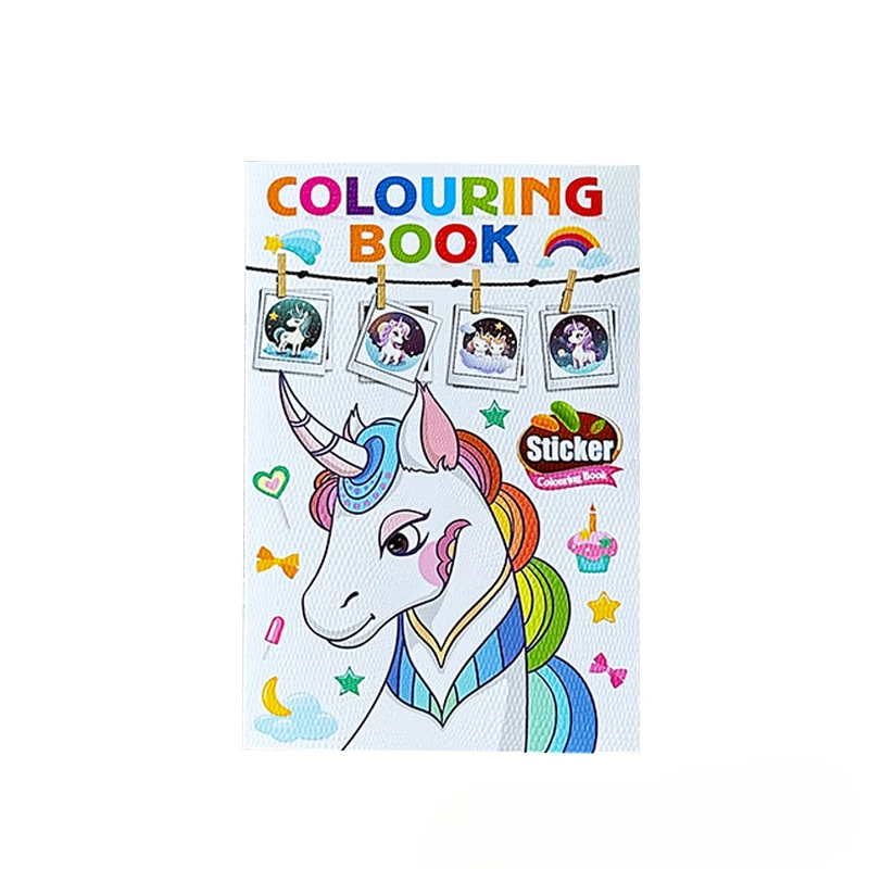 Rainbow Unicorn Cartoon Sticker Creative Coloring Book Cartoon Graffiti Book Children\'s Coloring Books for Kids