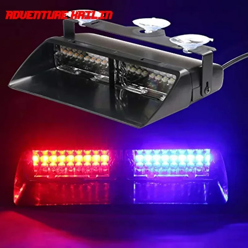 12V 16Led High Intensity Led Emergency Hazard Warning Strobe Lamp Suitable for Indoor Roof/Dashboard/Windshield with Suction Cup