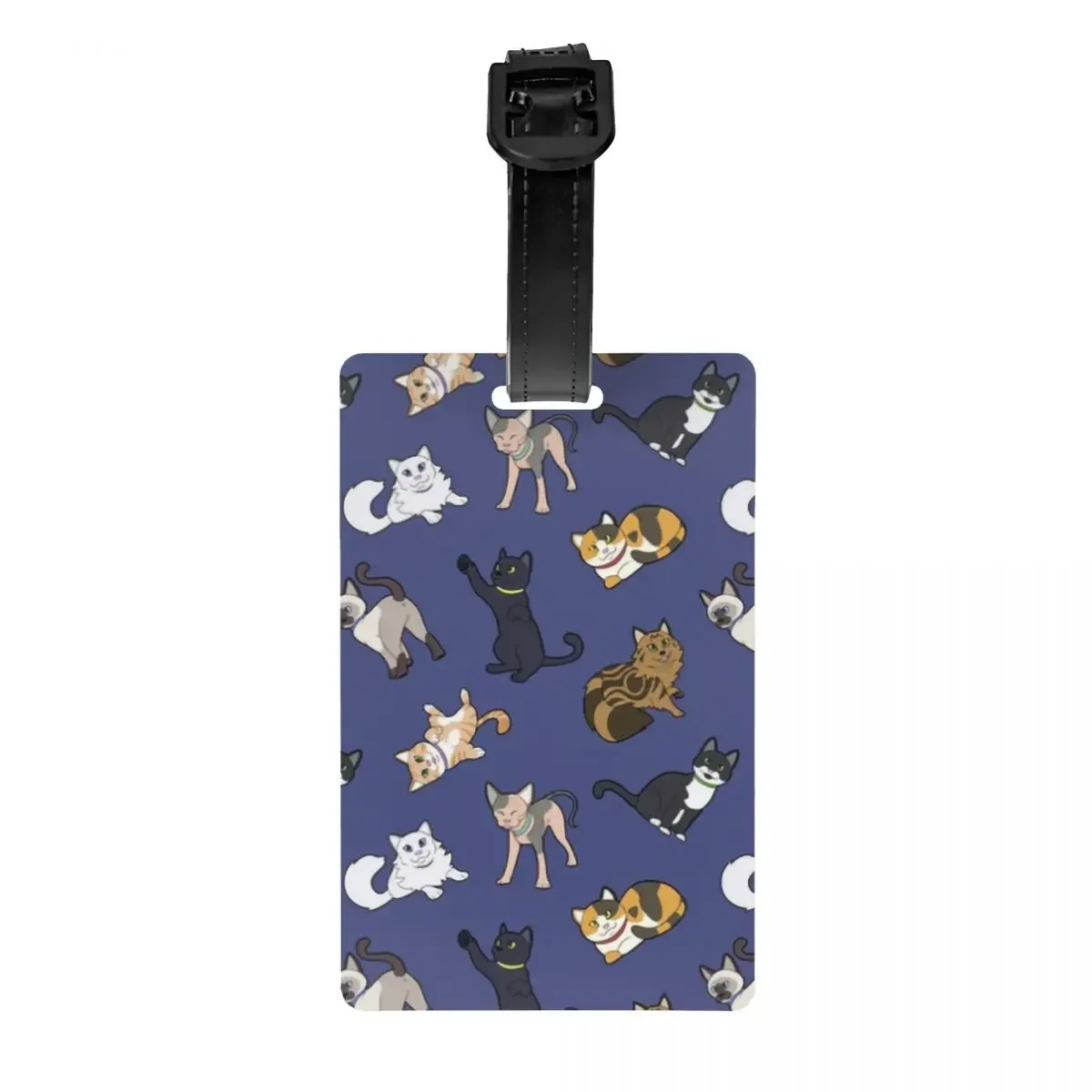 Custom Cute Cat Pattern Luggage Tag With Name Card Sphynx Siamese Kitten Privacy Cover ID Label for Travel Bag Suitcase