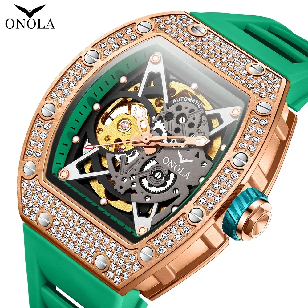ONOLA 3838D Luxury Watch Hollow Automatic Movement Men's Watch Waterproof Men's Mechanical Watch Diamond Relogios Masculino