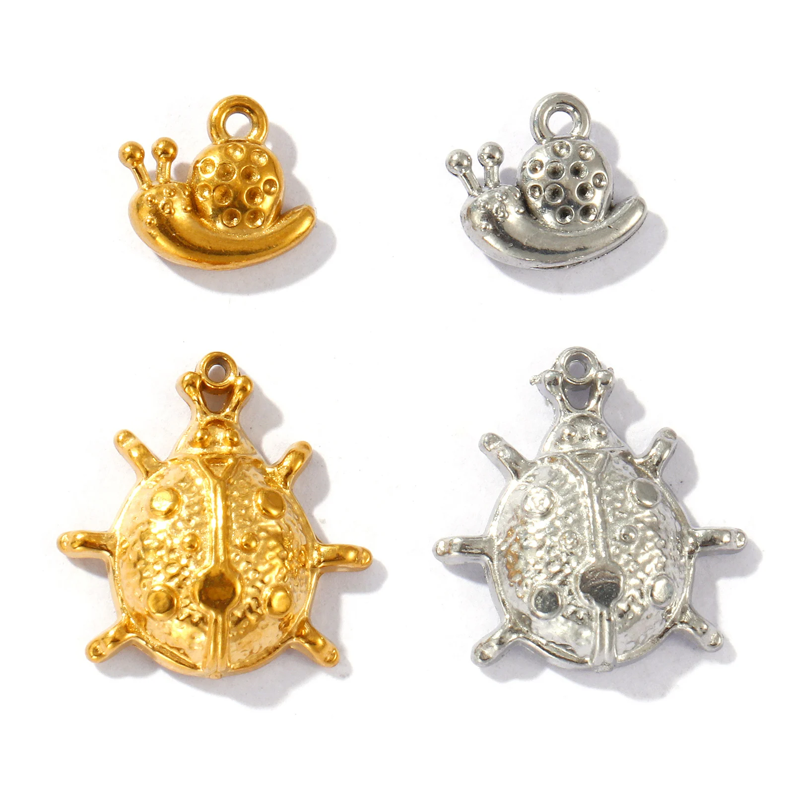 5 PCs 304 Stainless Steel Charms Multicolor Snail Ladybug Animal Pendants For DIY Necklace Bracelet Jewelry Making Findings