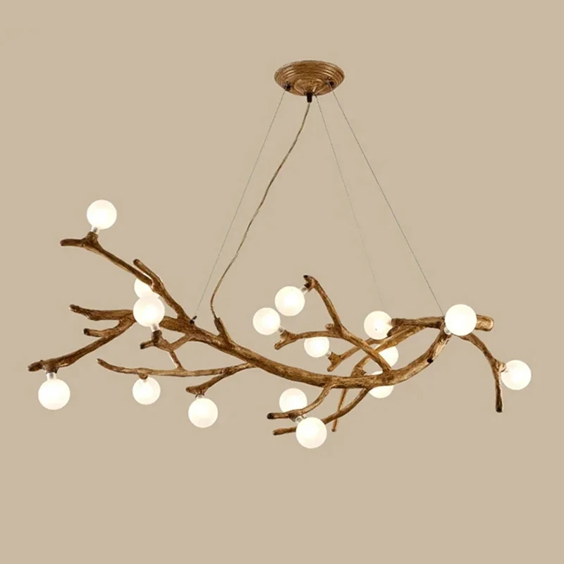 

Новая имитационная люстра-подвеска из смолы и железа в виде ветки дерева со стеклянными пузырьками и светодиодами в ретро-стиле для декора гостиной, подвесное освещение