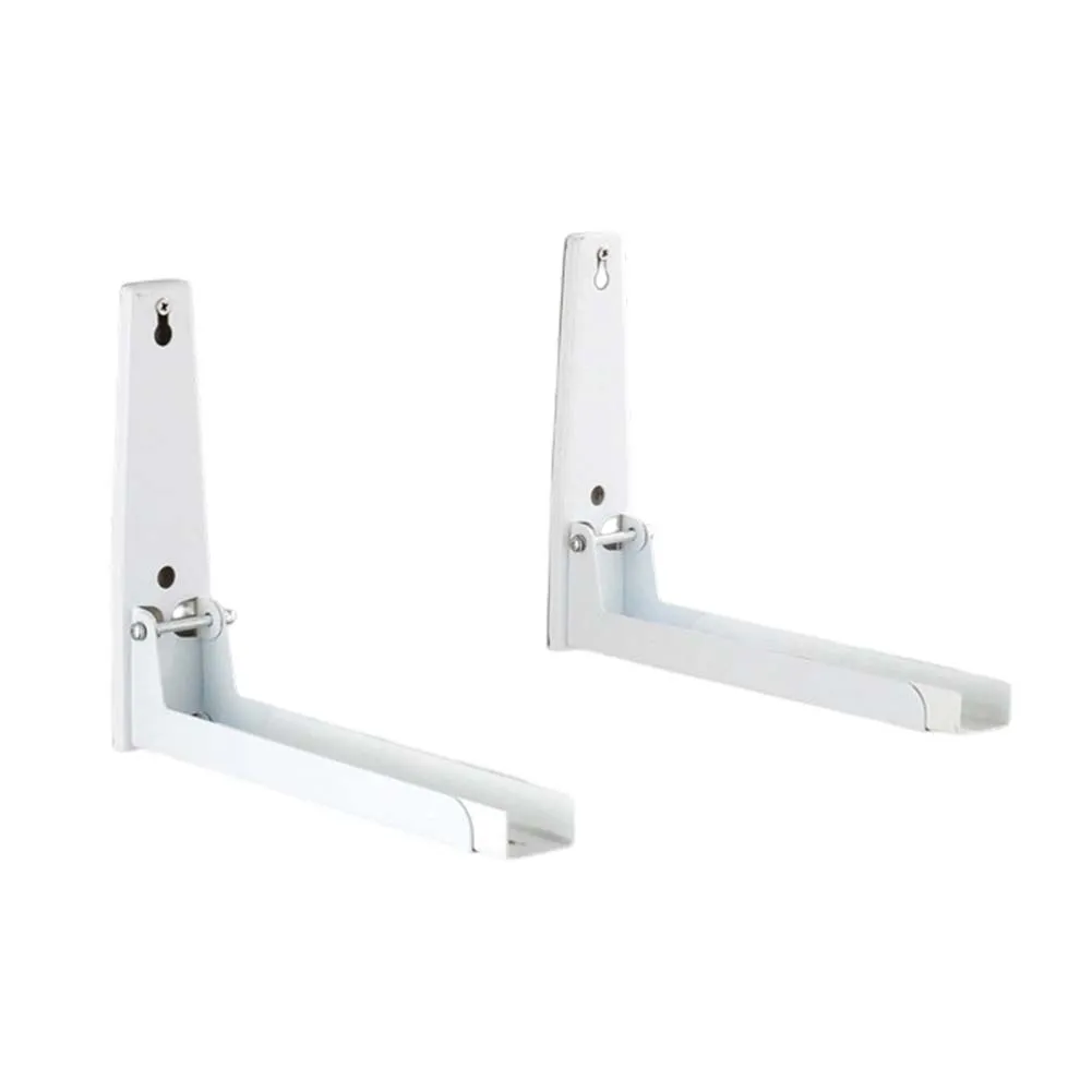 Wall Mounted Stainless Steel Microwave Shelf Rack with Adjustable Size and Foldable Feature for Efficient Kitchen Use