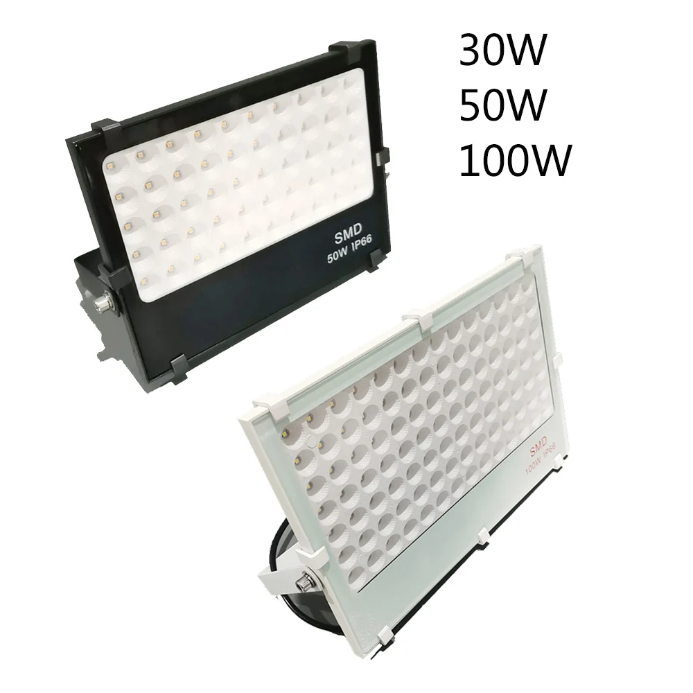 

30W 50W 100W black or white led flood light outdoor waterproof lighting floodlight SMD bright high power building lamp