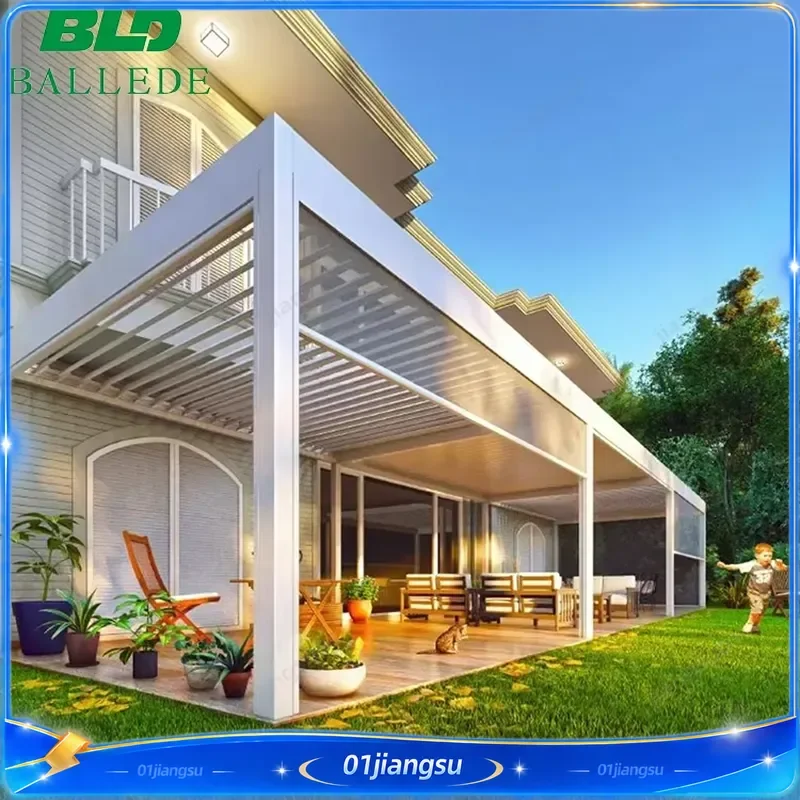 Custom Luxury Outdoor Patio Pergola Waterproof Aluminum Louvered Roof Garden Gazebo Metal Bioclimatic Pergola Manufacturer