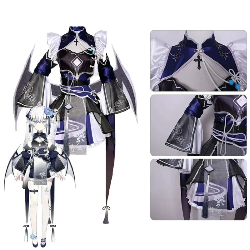 

Виртуальный ютубер Хигаси Юкихасу Косплей Костюм Blanche Fleur Fan Памятная форма Сексуальная юбка в китайском стиле Симпатичные костюмы; 2k