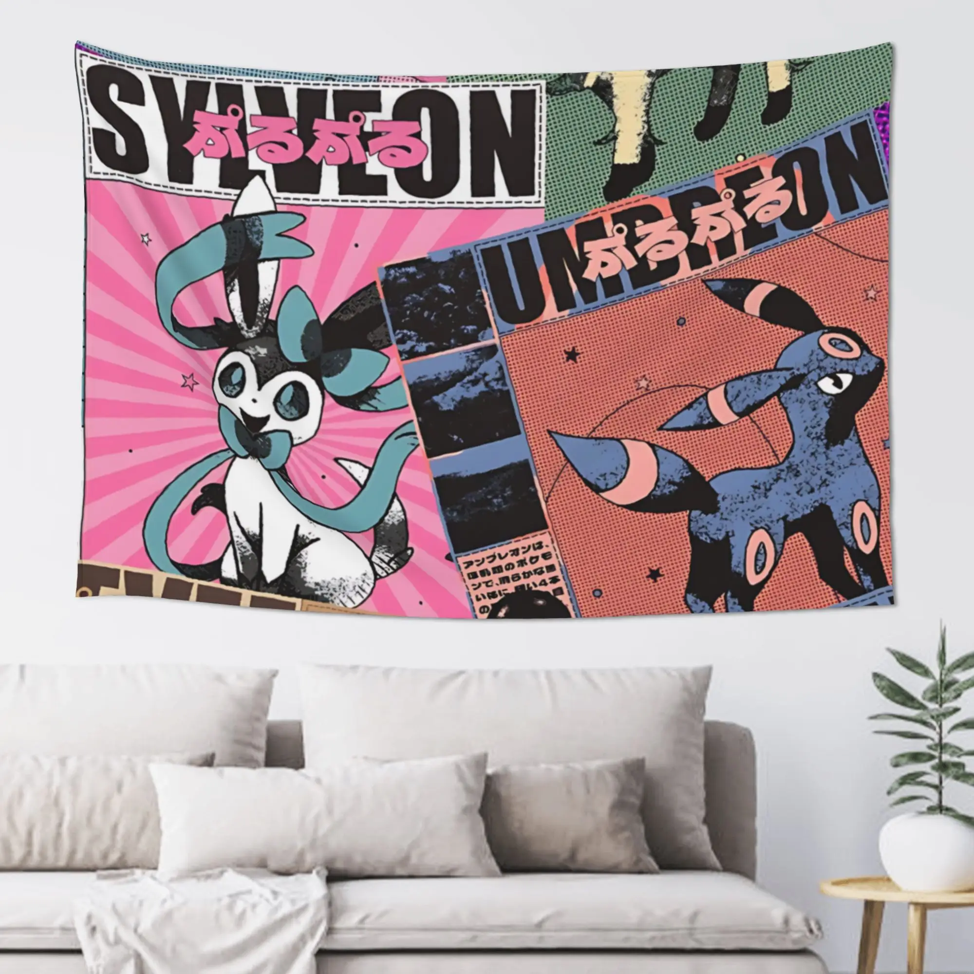 Cutecore Pokemon Theme Eeveelution Collage Tapestry Bedroom Decoration  Wall Hanging Blanket Tapestry Cool Stuff For Room